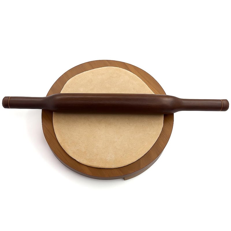 Shriya Wooden Chakla Belan Set Indian Rolling Board and Pin Natural Teak Wood Roti Maker Board for Chapati, Dough, and Pizza Handmade Kitchen Tool for Everyday Cooking - Image 5